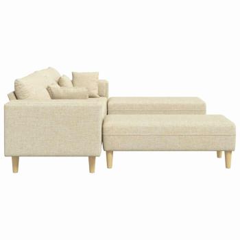 Stoffsofa mit Kissen 3 pcs Creme 208 cm Stoff