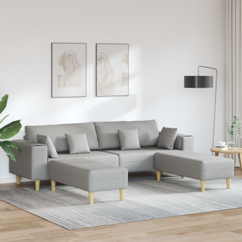 Stoffsofa mit Kissen 3 pcs Wolken-Grau 208 cm Stoff