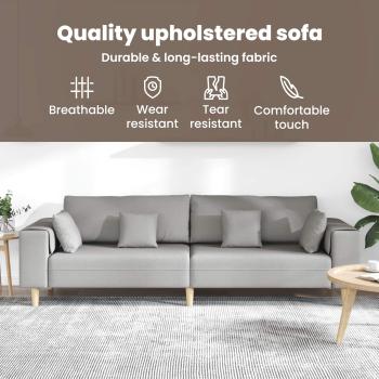 Stoffsofa mit Kissen 3 pcs Wolken-Grau 208 cm Stoff