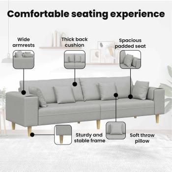 Stoffsofa mit Kissen 3 pcs Wolken-Grau 208 cm Stoff