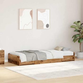 ARDEBO.de - Bett mit Stauraum mit Kopfteil Altholz 100 x 200 cm Holzwerkstoff