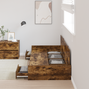 Bett mit Stauraum mit Kopfteil Altholz 100 x 200 cm Holzwerkstoff