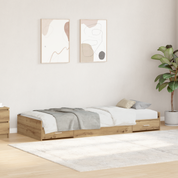 Bett mit Stauraum Artisan Eiche 100 x 200 cm Holzwerkstoff