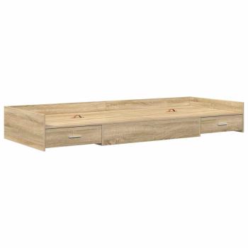 Bett mit Stauraum mit Kopfteil Sonoma Eiche 90 x 200 cm Holzwerkstoff