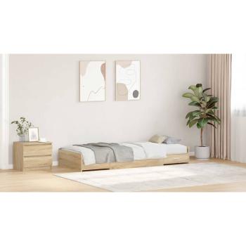 Bett mit Stauraum mit Kopfteil Sonoma Eiche 90 x 200 cm Holzwerkstoff