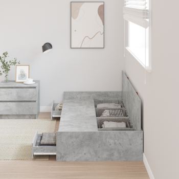 Bett mit Stauraum mit Kopfteil Beton Grau 90 x 200 cm Holzwerkstoff