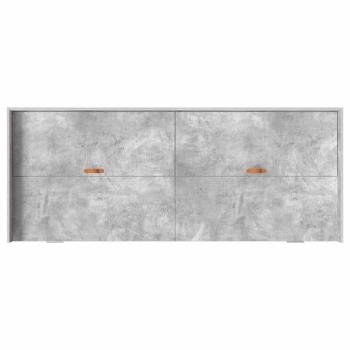 Bett mit Stauraum mit Kopfteil Beton Grau 90 x 200 cm Holzwerkstoff