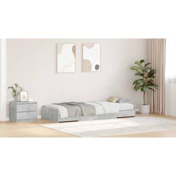 Bett mit Stauraum mit Kopfteil Beton Grau 90 x 200 cm Holzwerkstoff