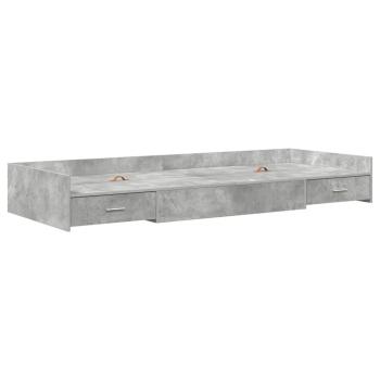 Bett mit Stauraum mit Kopfteil Beton Grau 90 x 200 cm Holzwerkstoff