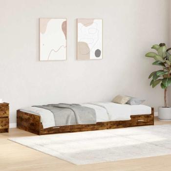 ARDEBO.de - Bett mit Stauraum Geräucherte Eiche 90 x 200 cm Holzwerkstoff