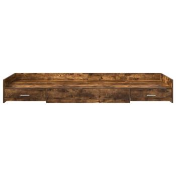 Bett mit Stauraum Geräucherte Eiche 90 x 200 cm Holzwerkstoff