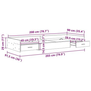 Bett mit Stauraum mit Kopfteil Altholz 90 x 200 cm Holzwerkstoff