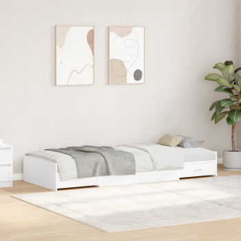 Bett mit Stauraum mit Kopfteil Weiß 80 x 200 cm Holzwerkstoff