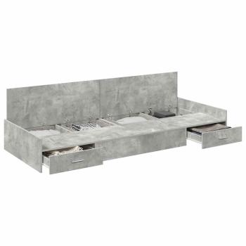 Bett mit Stauraum mit Kopfteil Beton Grau 80 x 200 cm Holzwerkstoff