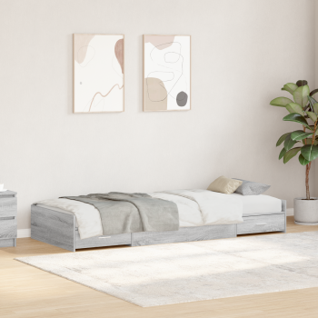 Bett mit Stauraum Graues Sonoma 80 x 200 cm Holzwerkstoff