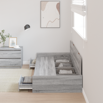 Bett mit Stauraum Graues Sonoma 80 x 200 cm Holzwerkstoff