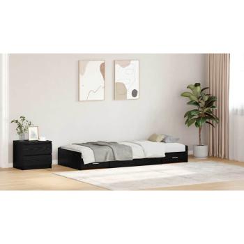 Bett mit Stauraum Schwarze Eiche 75 x 190 cm Holzwerkstoff