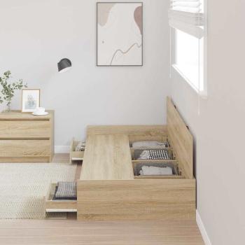 Bett mit Stauraum mit Kopfteil Sonoma Eiche 75 x 190 cm Holzwerkstoff