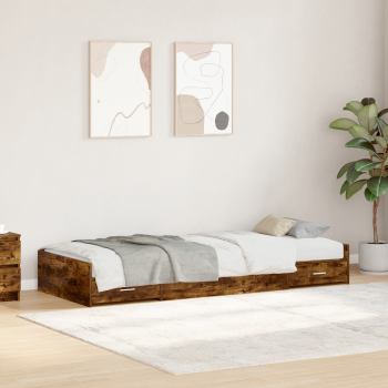 Bett mit Stauraum Geräucherte Eiche 75 x 190 cm Holzwerkstoff
