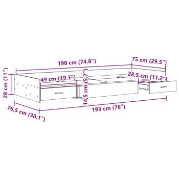Bett mit Stauraum Graues Sonoma 75 x 190 cm Holzwerkstoff