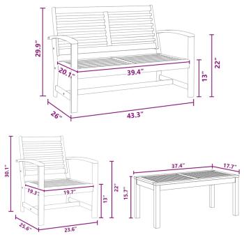 Garten-Sofa-Set 4 pcs Natur Teak-Massivholz