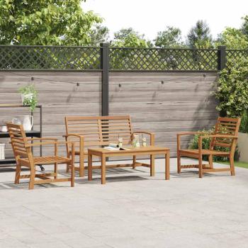 Garten-Sofa-Set 4 pcs Natur Teak-Massivholz