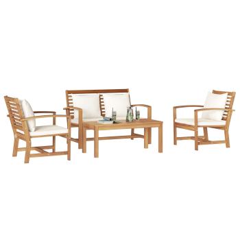 Garten-Sofa-Set 4 pcs Natur Teak-Massivholz