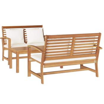 ARDEBO.de - Garten-Sofa-Set 3 pcs Natur Teak-Massivholz