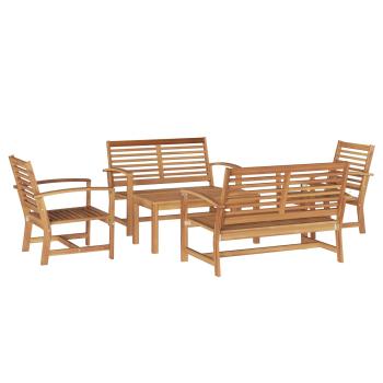 ARDEBO.de - Garten-Sofa-Set 5 pcs Natur Teak-Massivholz