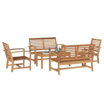 Garten-Sofa-Set 5 pcs Natur Teak-Massivholz