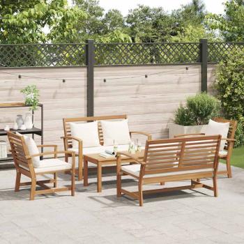 Garten-Sofa-Set 5 pcs Natur Teak-Massivholz