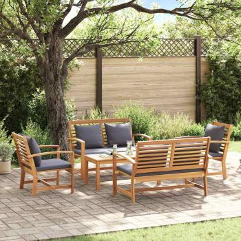 ARDEBO.de - Garten-Sofa-Set 5 pcs Natur Teak-Massivholz