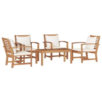 ARDEBO.de - Garten-Sofa-Set 5 pcs Natur Teak-Massivholz