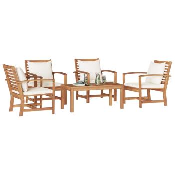 Garten-Sofa-Set 5 pcs Natur Teak-Massivholz