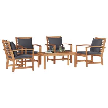 Garten-Sofa-Set 5 pcs Natur Teak-Massivholz