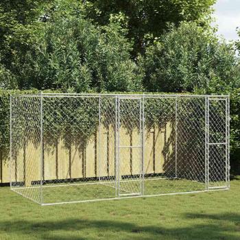 ARDEBO.de - Hundekäfig Silber 400 x 200 x 200 cm Verzinkter Stahl