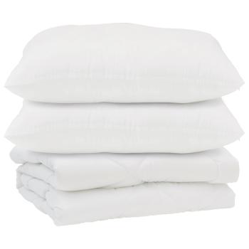 ARDEBO.de - Bettdecke mit Kissen Argyle 3 pcs Weiß 240 x 220 cm Mikrofaser