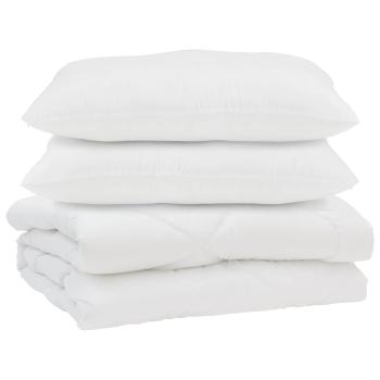 Bettdecke mit Kissen Argyle 3 pcs Weiß 240 x 260 cm Mikrofaser