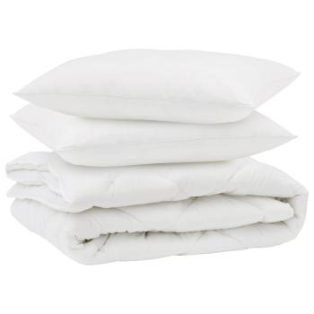 ARDEBO.de - Bettdecke mit Kissen Argyle 3 pcs Weiß 200 x 220 cm Mikrofaser