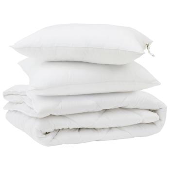 ARDEBO.de - Bettdecke mit Kissen Argyle 3 pcs Weiß 200 x 220 cm Mikrofaser