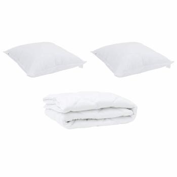 Bettdecke mit Kissen Argyle 3 pcs Weiß 200 x 220 cm Mikrofaser
