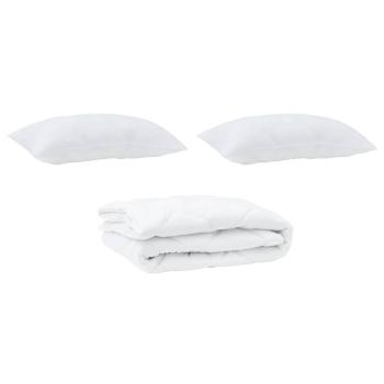 Bettdecke mit Kissen Argyle 3 pcs Weiß 260 x 220 cm Mikrofaser