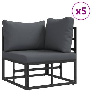 Garten-Sofa-Set mit Kissen 10 pcs Schwarz Aluminium