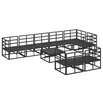 Garten-Sofa-Set mit Kissen 9 pcs Schwarz Aluminium
