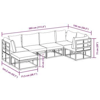 Garten-Sofa-Set mit Kissen 6 pcs Schwarz Aluminium