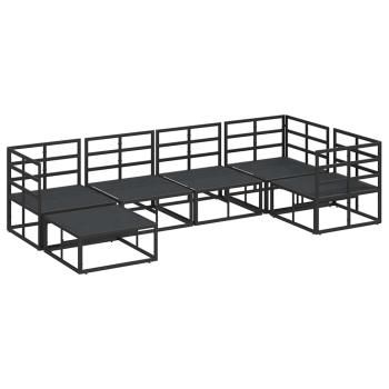 Garten-Sofa-Set mit Kissen 6 pcs Schwarz Aluminium
