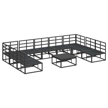 Garten-Sofa-Set mit Kissen 10 pcs Schwarz Aluminium