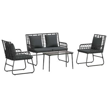Gartenmöbel Set mit Kissen 4 pcs Schwarz, Anthrazit