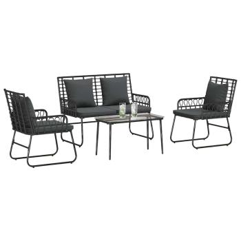 Gartenmöbel Set mit Kissen 4 pcs Schwarz, Anthrazit