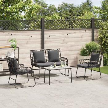 Gartenmöbel Set mit Kissen 4 pcs Schwarz, Anthrazit